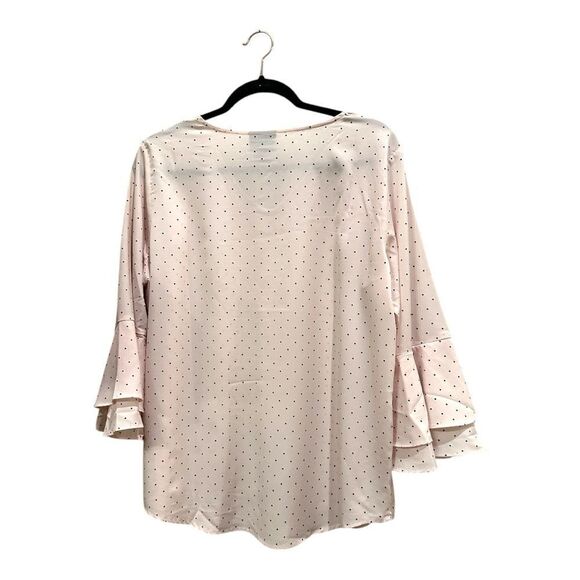 Liz Claiborne bell sleeve pink with black polka dots - Picture 2 of 9